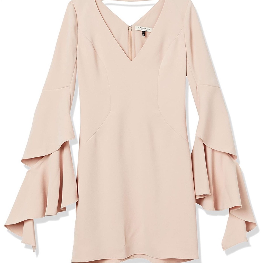 NWOT Halston Heritage Flounce Sleeve V Neck Dress